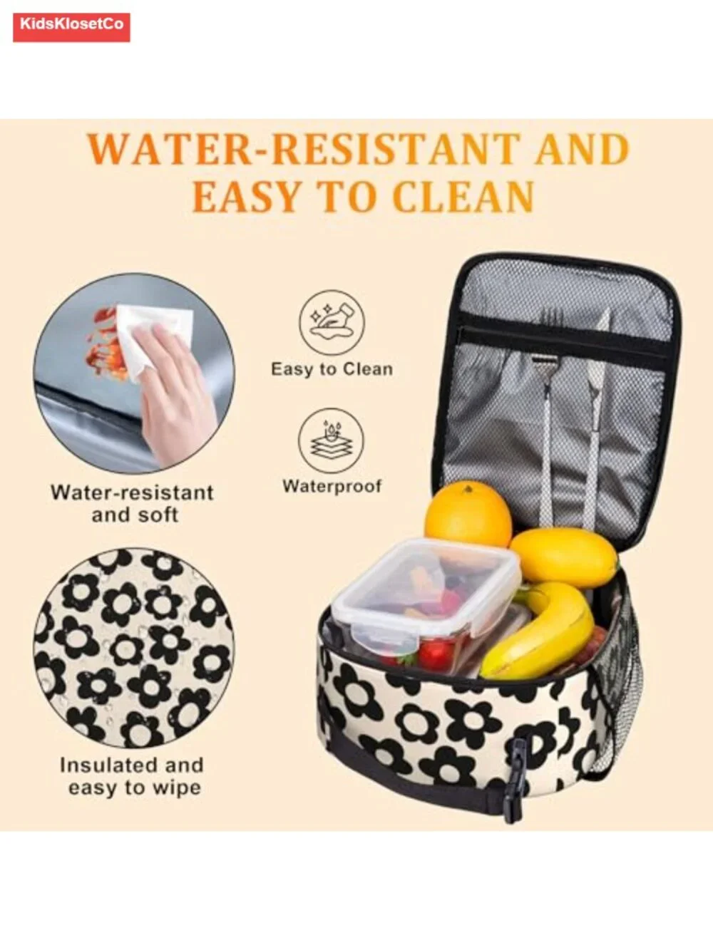 Insulated Lunch Bag Reusable Cooler Tote with Cup Holder Oxford Cloth